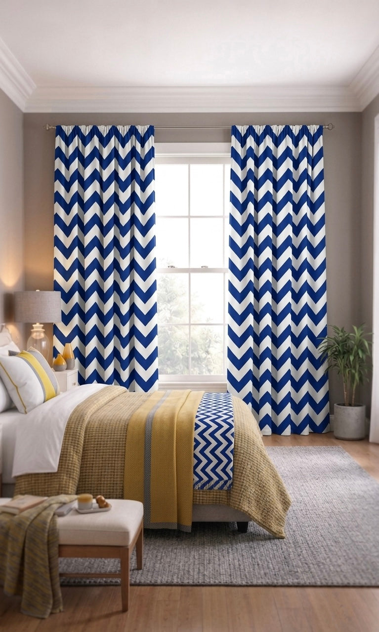 Modern Chevron Digital Printed Curtains | Geometric Style