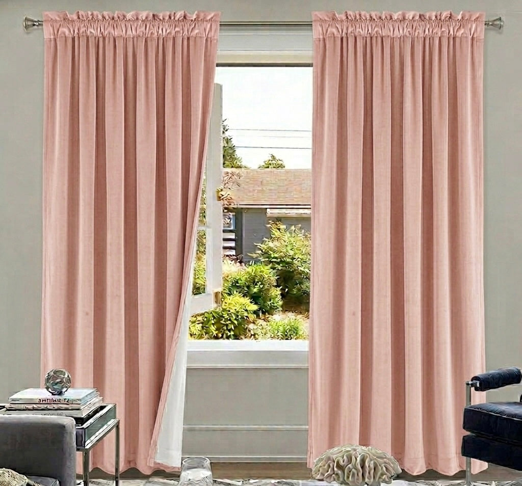Premium soft pink Blackout Velvet Curtain with White Back Lining for Sun Protection