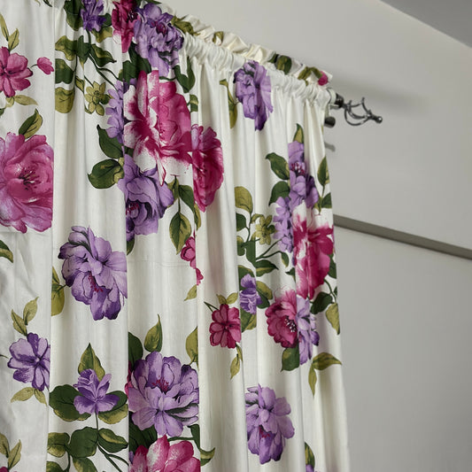 Premium Floral Rose Cotton Satin Curtains