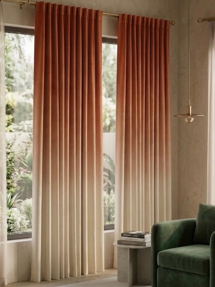 Luxury Heavy Velvet Ombre Curtains - Premium Gradient Collection