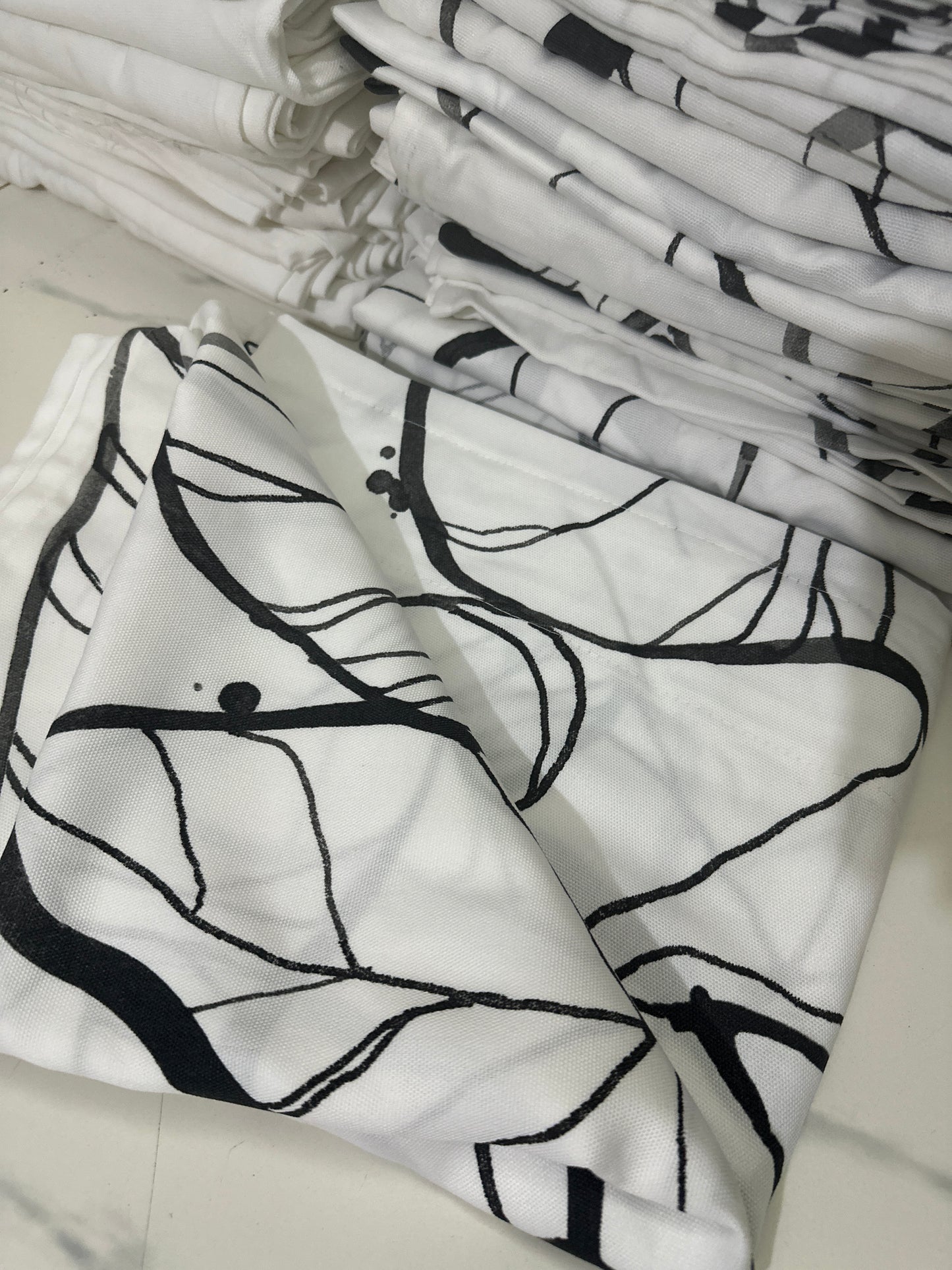 Modern Black & White Leaf Print Curtains | Premium Window Drapes