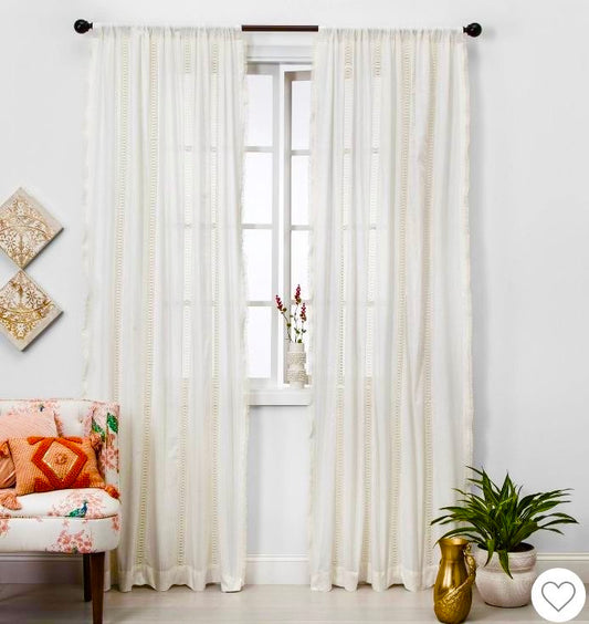 White Lace Sheer Curtains – Elegant Embroidered Net Window Curtains