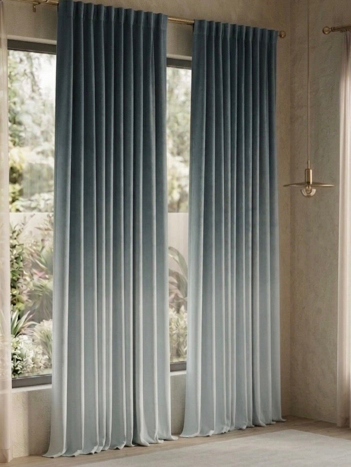 Luxury Heavy Velvet Ombre Curtains - Premium Gradient Collection