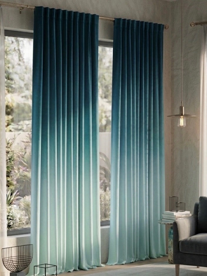 Luxury Heavy Velvet Ombre Curtains - Premium Gradient Collection