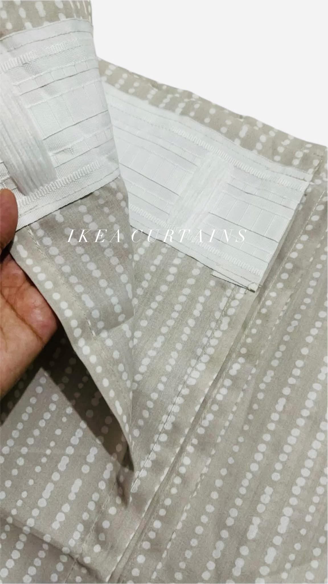 Dotted Stripe Curtains – Beige & White Light-Filtering Privacy Drapes