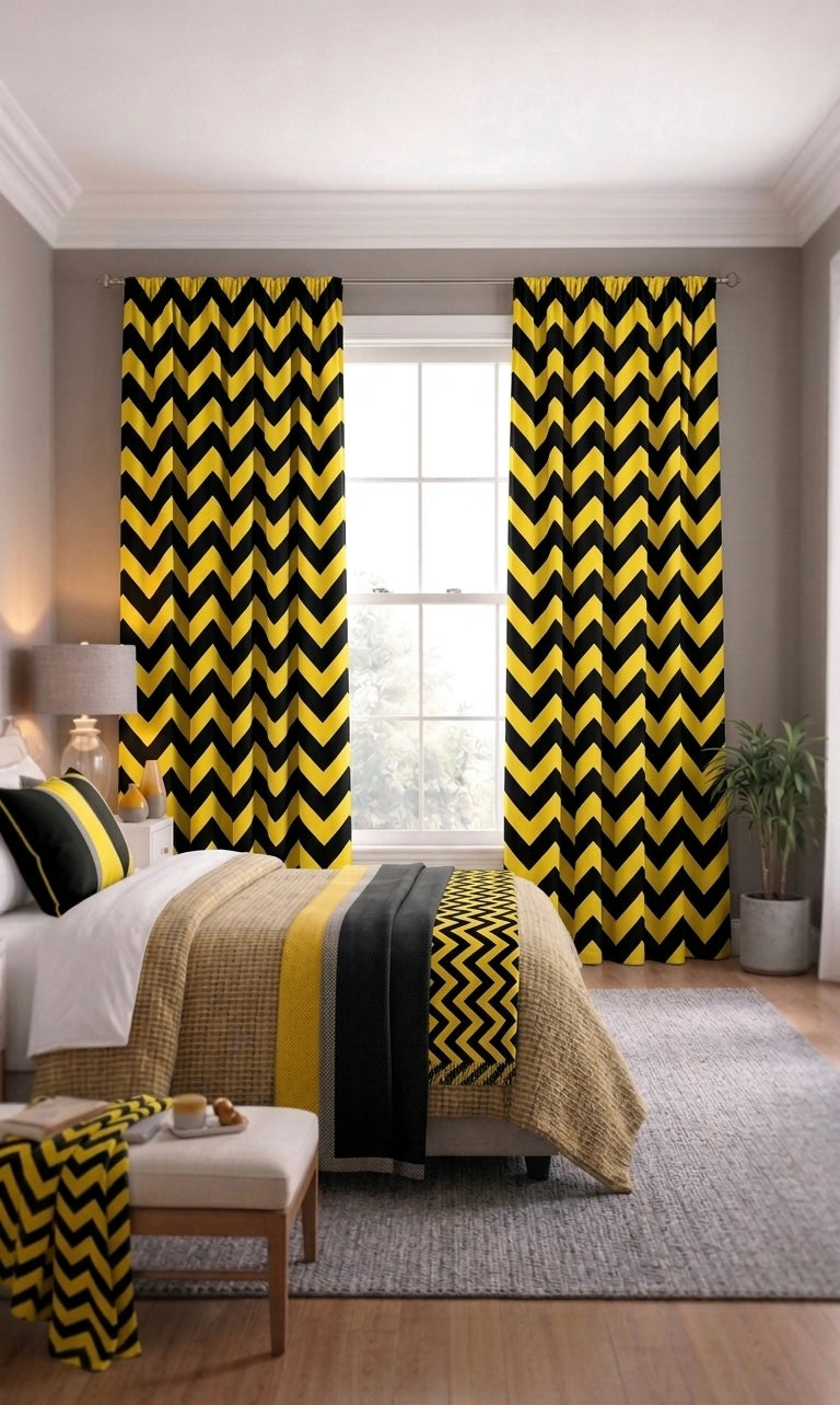 Modern Chevron Digital Printed Curtains | Geometric Style