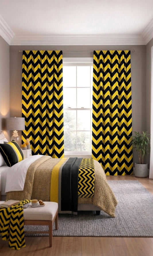 Modern Chevron Digital Printed Curtains | Geometric Style