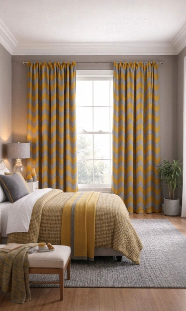 Modern Chevron Digital Printed Curtains | Geometric Style