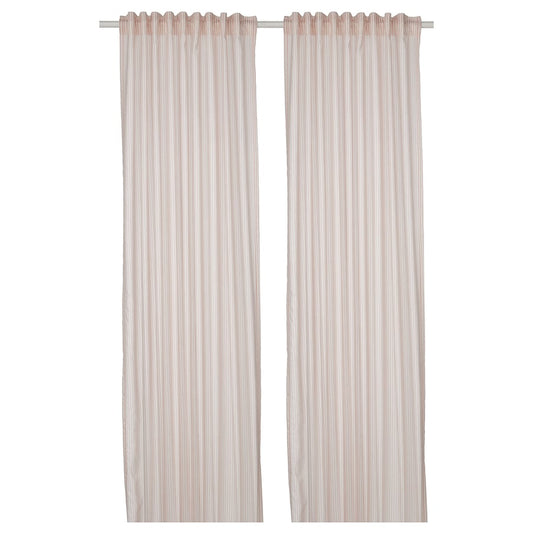 Timeless Neutral: Beige Striped Sheer Curtains