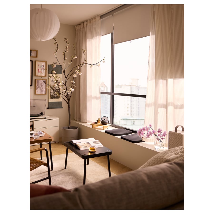 Timeless Neutral: Beige Striped Sheer Curtains