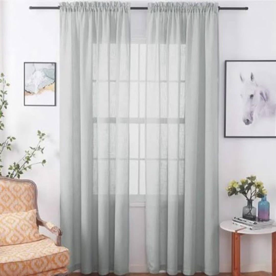 Ash Grey Textured Sheer Curtains